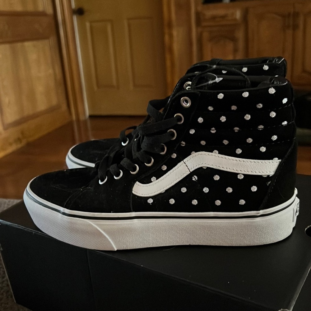 Vans Sk8-Hi suede polka dot platform 2.0 rare shoes